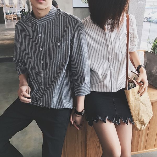 summer new youth korean small fresh vertical stripe men's five sleeve casual shirt standing collar shirt 5ry9s, Blue
summer new youth korean small fresh vertical stripe men's five sleeve casual shirt standing collar shirt 5ry9s, Blue
