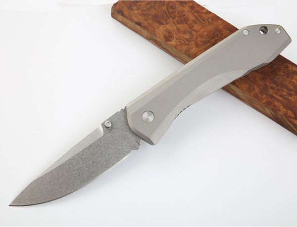 8 3 Inch Ball Bearing Folding Blade Knife S35VN Stone Wash Drop Point Blades TC4 Titanium Alloy Handle EDC Pocket Knives