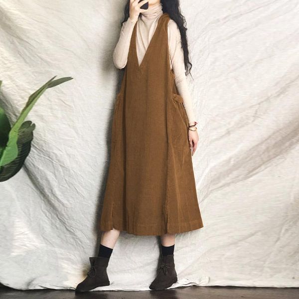 casual dresses female vintage v neck vestidos zanzea fashion corduroy midi robe solid sleeveless womens 2021 hoodies tank dress, Black;gray
casual dresses female vintage v neck vestidos zanzea fashion corduroy midi robe solid sleeveless womens 2021 hoodies tank dress, Black;gray