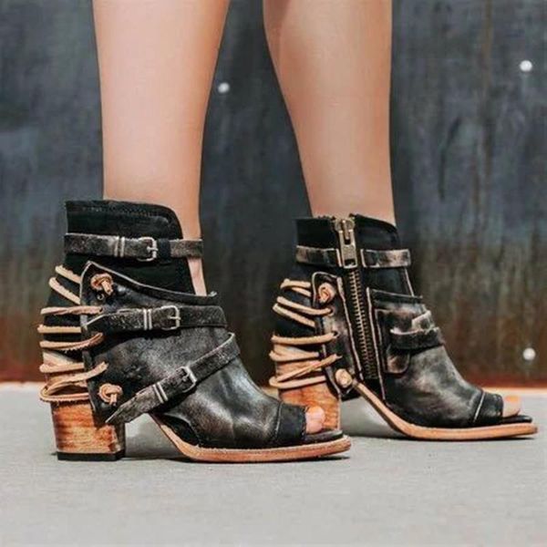 boots rome ankle vintage leather casual high heels square strap zipper peep toe summer shoes for women plus size 35-43, Black
boots rome ankle vintage leather casual high heels square strap zipper peep toe summer shoes for women plus size 35-43, Black