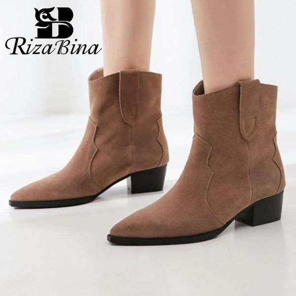 boots rizabina women real leather ankle pointed toe thick heel slip on shoes vintage solid ladies footwear size 34-461, Black
boots rizabina women real leather ankle pointed toe thick heel slip on shoes vintage solid ladies footwear size 34-461, Black