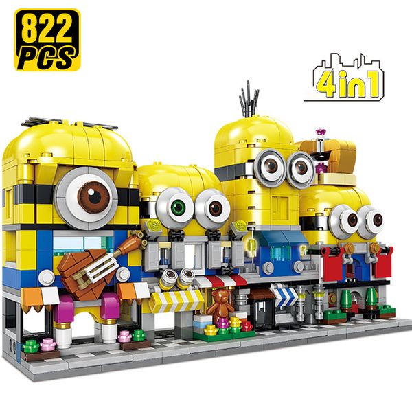 city street architecture creator expert building blocks minions bob kevin city store technic bricks gift toys for girls 1008