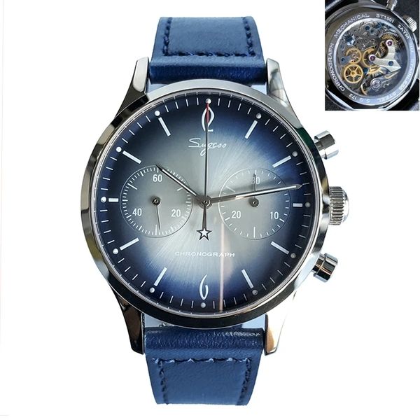 40mm blue 1963 chronograph gooseneck watch men original 1901 hand wind movement pilot men's mechanical wristwatches luminous 201113, Slivery;brown
40mm blue 1963 chronograph gooseneck watch men original 1901 hand wind movement pilot men's mechanical wristwatches luminous 201113, Slivery;brown