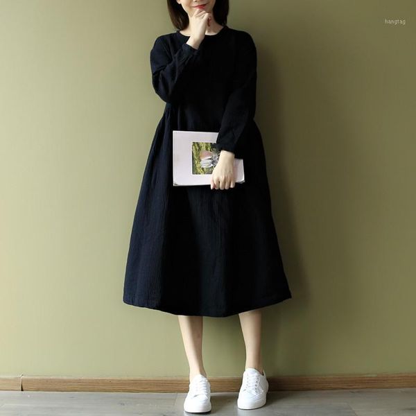 women dress spring autumn new fund cotton solid color long sleeve female dress loose casual women robe1, Black;gray
women dress spring autumn new fund cotton solid color long sleeve female dress loose casual women robe1, Black;gray
