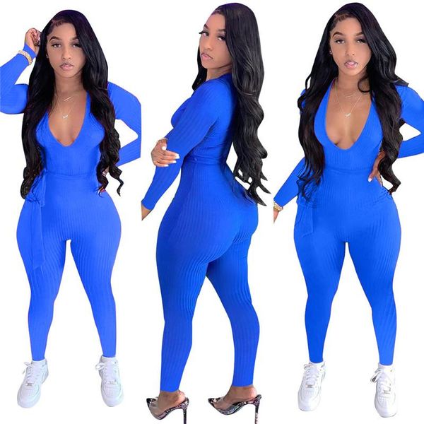 women's jumpsuits & rompers 2021 autumn spring deep v-neck skinny casual jumpsuit women long sleeve sport wear with belt womens overall, Black;white
women's jumpsuits & rompers 2021 autumn spring deep v-neck skinny casual jumpsuit women long sleeve sport wear with belt womens overall, Black;white