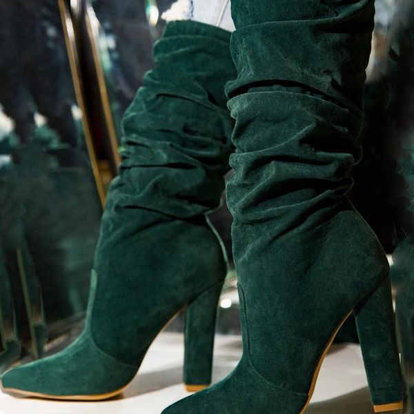 boots fashion chunky heels pleated green black suede pointed toe square short bootie size 42 winter long drop ship
boots fashion chunky heels pleated green black suede pointed toe square short bootie size 42 winter long drop ship