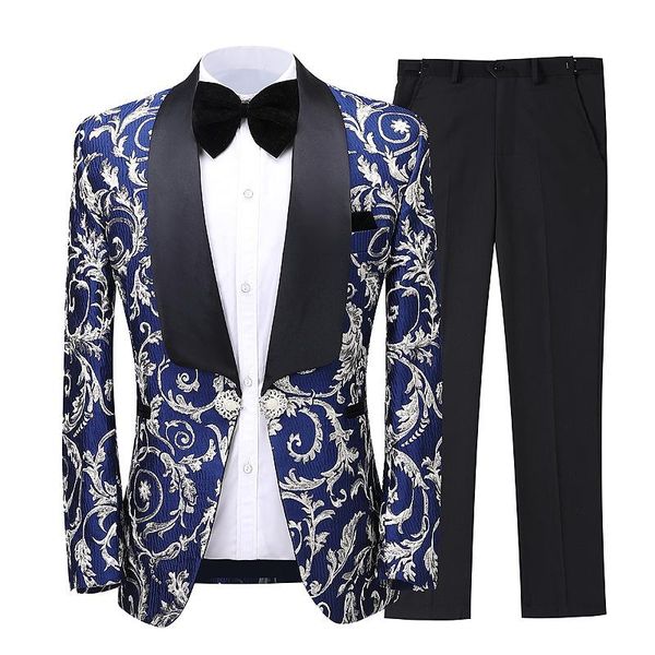 men's suits & blazers latest coat pant designs 2021 men suit shawl lapel slim 3 piece set blue floral jacquard wedding groom singers pr, White;black
men's suits & blazers latest coat pant designs 2021 men suit shawl lapel slim 3 piece set blue floral jacquard wedding groom singers pr, White;black
