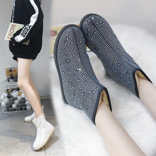 crystal shoes women short boots fashion slip on warm snow boots women botas round toe suede short plush ankle for, Black
crystal shoes women short boots fashion slip on warm snow boots women botas round toe suede short plush ankle for, Black