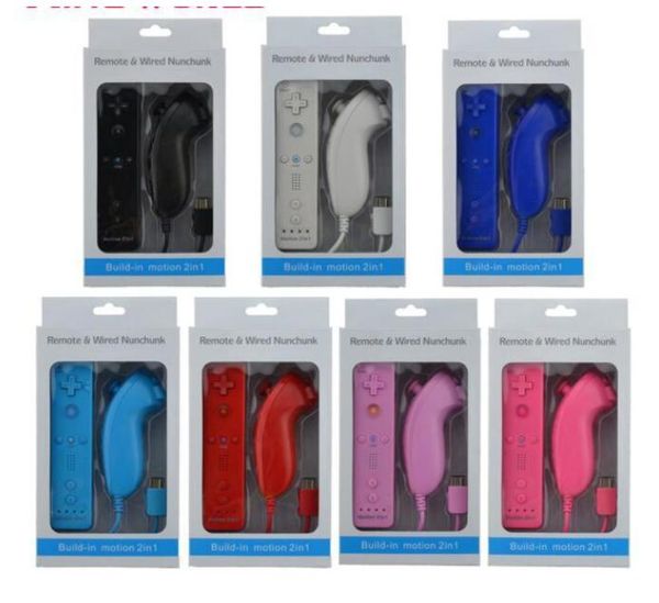 5 colors 2 in 1 retail built in motion plus remote and nunchuck controller for nintendo wii games 100% compatible
5 colors 2 in 1 retail built in motion plus remote and nunchuck controller for nintendo wii games 100% compatible