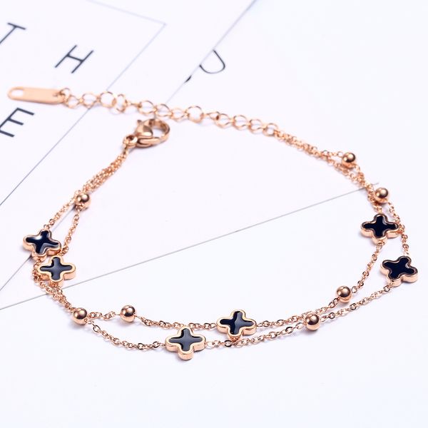 korean version adjustable four-leaf clover bracelet with 18k rose gold double bracelet for ladies, Golden;silver
korean version adjustable four-leaf clover bracelet with 18k rose gold double bracelet for ladies, Golden;silver