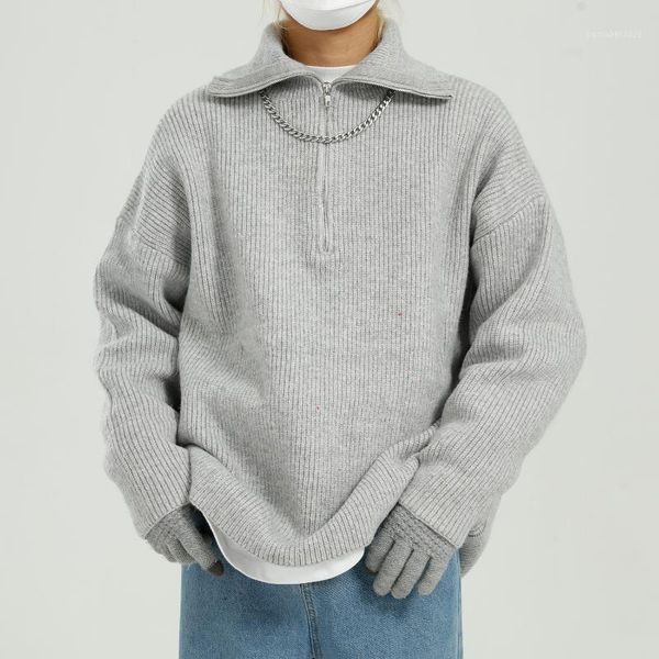 men's sweaters brand korean zipper knitted sweater men pullover harajuku oversized fashion men's clothing winter turtleneck clothe, White;black
men's sweaters brand korean zipper knitted sweater men pullover harajuku oversized fashion men's clothing winter turtleneck clothe, White;black