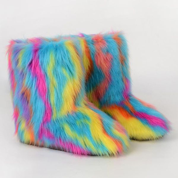 boots fashion women's faux fur mid-calf mixed color flat winter snow warm shoes 10 colors bigger size, Black
boots fashion women's faux fur mid-calf mixed color flat winter snow warm shoes 10 colors bigger size, Black