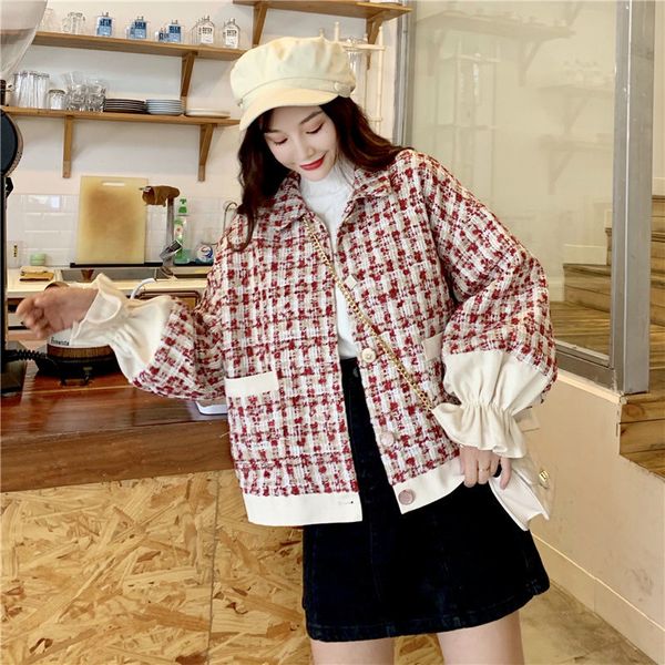2021 new tweed women designer buttons fashion puff sleeve winter coat elegant outerwear korean jacket female a9w4, White;black
2021 new tweed women designer buttons fashion puff sleeve winter coat elegant outerwear korean jacket female a9w4, White;black