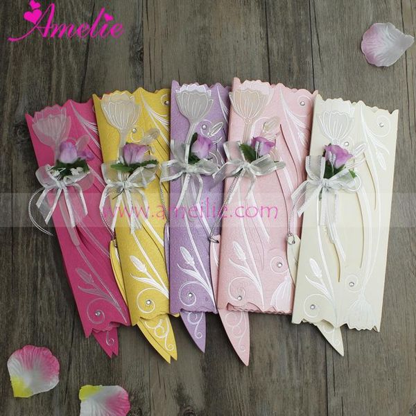100piece/lot wedding invitations with flower and ribbons scroll wedding invitation party decoration mariage favors paper card
100piece/lot wedding invitations with flower and ribbons scroll wedding invitation party decoration mariage favors paper card