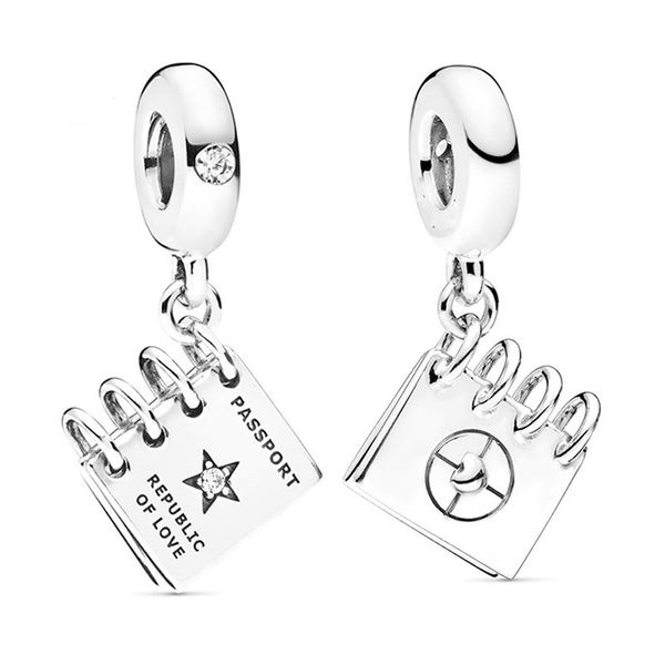 fits pandora bracelets 20pcs silver love's passport & love's paper plane dangle charm bead fit pandora charms bracelet beads for 9, Black