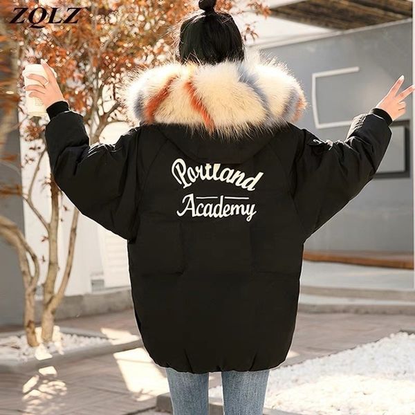 zqlz winter parka mujer hooded fur collar slim cotton coat female casual short black overcoat letter winter jacket women 201027
zqlz winter parka mujer hooded fur collar slim cotton coat female casual short black overcoat letter winter jacket women 201027