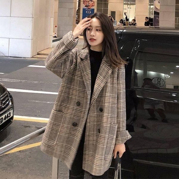 women's wool & blends spring/autumn women coats jackets blend and clothing female mid-long loose outerwear korean style, Black
women's wool & blends spring/autumn women coats jackets blend and clothing female mid-long loose outerwear korean style, Black