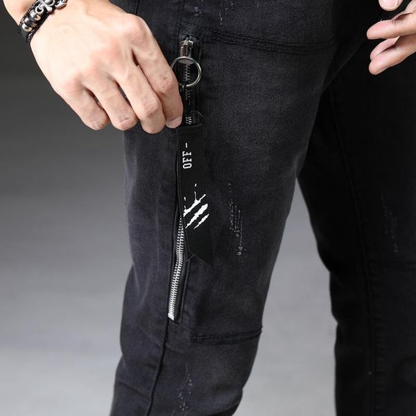 men's jeans 2021 fake zippers arrival high street geometric slim mid coated straight midweight full length1, Blue
men's jeans 2021 fake zippers arrival high street geometric slim mid coated straight midweight full length1, Blue
