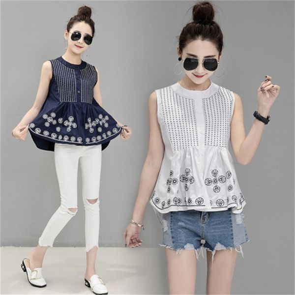 female embroidery will see and sleeveless blokes korean women's shirts blouses 7mv2, White
female embroidery will see and sleeveless blokes korean women's shirts blouses 7mv2, White