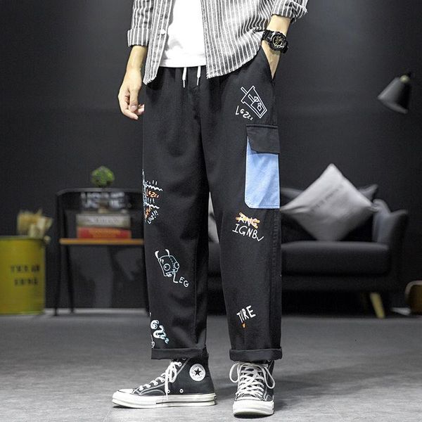 men's pants 2021 autumn and winter youth japanese loose large size graffiti printed overalls fashion casual straight-leg, Black
men's pants 2021 autumn and winter youth japanese loose large size graffiti printed overalls fashion casual straight-leg, Black