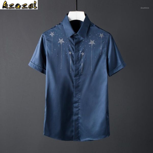 azazel cotton mens shirts luxury czech crystal drill design short sleeve mens dress shirts plus size 4xl starry slim man1, White;black
azazel cotton mens shirts luxury czech crystal drill design short sleeve mens dress shirts plus size 4xl starry slim man1, White;black