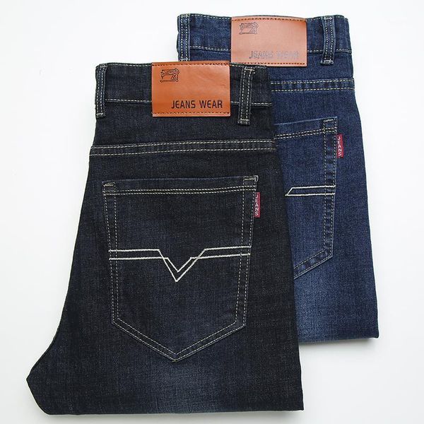 men long jeans black plus size pants solid color straight full length pants street wear trousers fashion casual jeans for men1, Blue
men long jeans black plus size pants solid color straight full length pants street wear trousers fashion casual jeans for men1, Blue