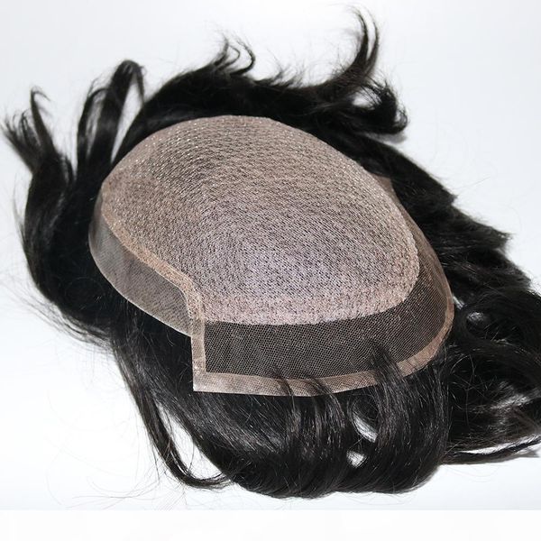 natural scalp looking silk base with swiss lace in front men's toupee human hair hair replacement system, Black
natural scalp looking silk base with swiss lace in front men's toupee human hair hair replacement system, Black