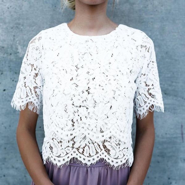 women sweet lace sheer mesh blouse wild casual elegant o-neck short sleeve shirt ladies fashion streetwear shirts blusas, White
women sweet lace sheer mesh blouse wild casual elegant o-neck short sleeve shirt ladies fashion streetwear shirts blusas, White