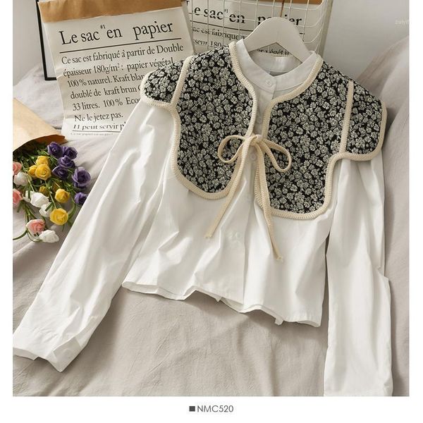 2020 new retro women blouse and cape flower embroidery drawstring capes long sleeve solid stand collar shirts blusas1, White
2020 new retro women blouse and cape flower embroidery drawstring capes long sleeve solid stand collar shirts blusas1, White