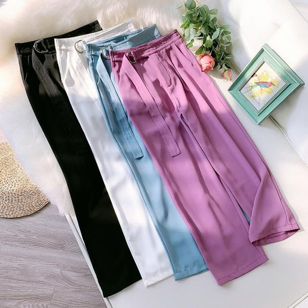 women's pants & capris ice silk suit women's fashion belt high waist drape thin summer straight trousers korean temperament office, Black;white
women's pants & capris ice silk suit women's fashion belt high waist drape thin summer straight trousers korean temperament office, Black;white