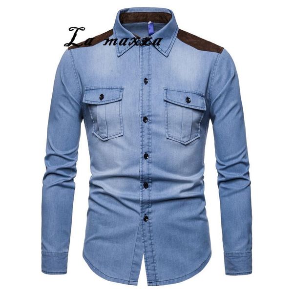 men's casual shirts 2021 causal denim mens shirt plaid patchwork cotton men fashion long sleeves spring clothes, White;black
men's casual shirts 2021 causal denim mens shirt plaid patchwork cotton men fashion long sleeves spring clothes, White;black