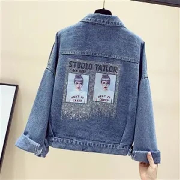 2021 new default picture impression denim female jacket loose long collar sequin coats dress spring vb98, Black;brown
2021 new default picture impression denim female jacket loose long collar sequin coats dress spring vb98, Black;brown