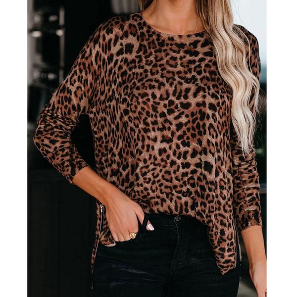 women's blouses & shirts leopared print women long sleeve blouse fashion split hem round neck autumn female tunic mx0001, White
women's blouses & shirts leopared print women long sleeve blouse fashion split hem round neck autumn female tunic mx0001, White