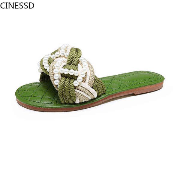 sandals genuine leather women slippers pearls with straw rope slides sandalias real soft sheepskin flats 220310, Black
sandals genuine leather women slippers pearls with straw rope slides sandalias real soft sheepskin flats 220310, Black