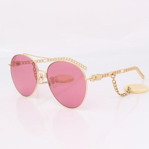 Pilot frame pink lenses sunglasses women chain style with ivory Interlocking charms, White;black
Pilot frame pink lenses sunglasses women chain style with ivory Interlocking charms, White;black