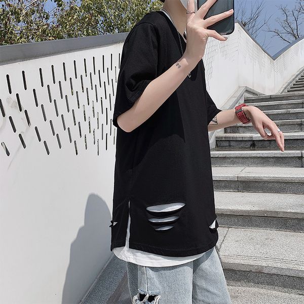 high street style in summer 2020 cut loose bottomed shirt ins fashion for men and women with short sleeves, White;black
high street style in summer 2020 cut loose bottomed shirt ins fashion for men and women with short sleeves, White;black