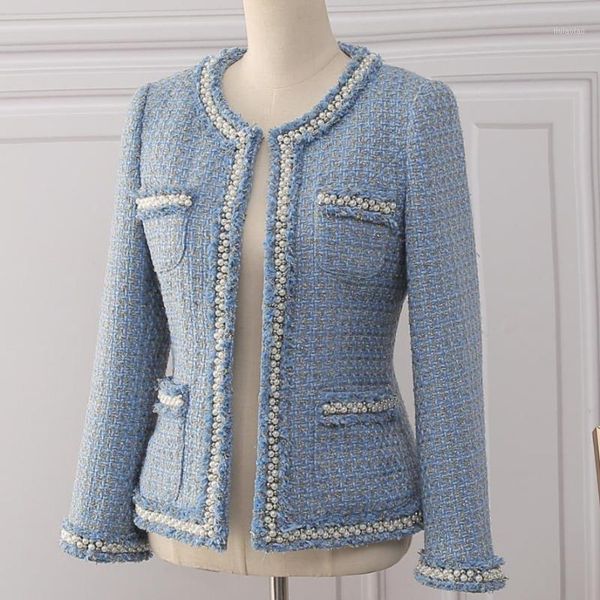 tweed jacket coat 2020 autumn women's beading long sleeve woolen blazer tassels pearl pocket small suit1, White;black
tweed jacket coat 2020 autumn women's beading long sleeve woolen blazer tassels pearl pocket small suit1, White;black