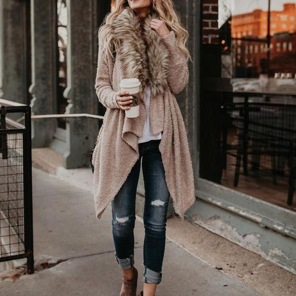 women's trench coats autumn 2021 fashion sweater women fur collar cardigan female long sleeve knitted irregular windbreaker warm jacket, Tan;black
women's trench coats autumn 2021 fashion sweater women fur collar cardigan female long sleeve knitted irregular windbreaker warm jacket, Tan;black