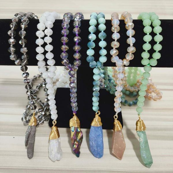 pendant necklaces zwpon 2021 long glass beaded natural drusy stone necklace for women fashion knot beads jewelry wholesale, Silver
pendant necklaces zwpon 2021 long glass beaded natural drusy stone necklace for women fashion knot beads jewelry wholesale, Silver