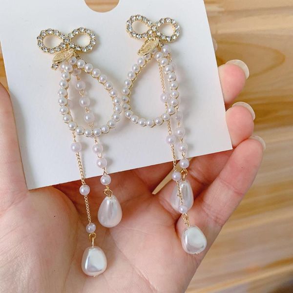 dangle & chandelier 2021 hyperbole style delicate crystal bowknot modelling design women long water drop pearl tassel earrings, Silver
dangle & chandelier 2021 hyperbole style delicate crystal bowknot modelling design women long water drop pearl tassel earrings, Silver
