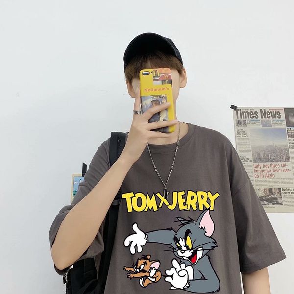 summer cartoon cartoon short sleeve t-shirt lovers wear loose round neck 5-sleeve for men and women, White
summer cartoon cartoon short sleeve t-shirt lovers wear loose round neck 5-sleeve for men and women, White