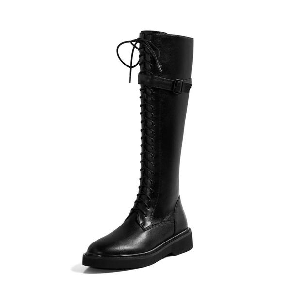 boots kmeioo thick-soled knight lace-up flat shoes women's high-fashion slim knee knee-high, Black
boots kmeioo thick-soled knight lace-up flat shoes women's high-fashion slim knee knee-high, Black