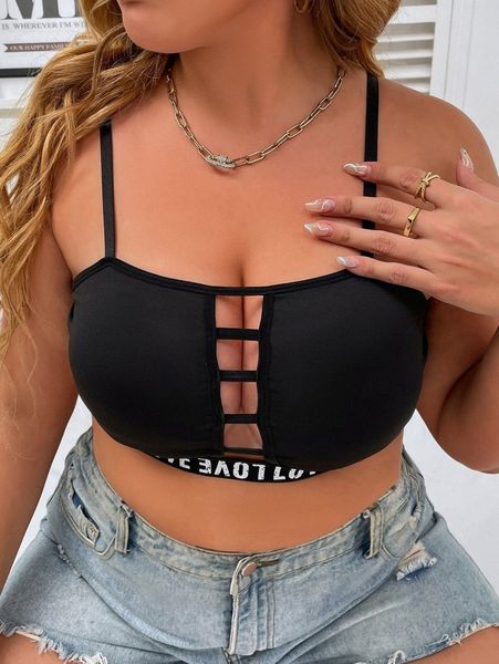 plus cut-out letter tape bralette m22q#, Black;white
plus cut-out letter tape bralette m22q#, Black;white