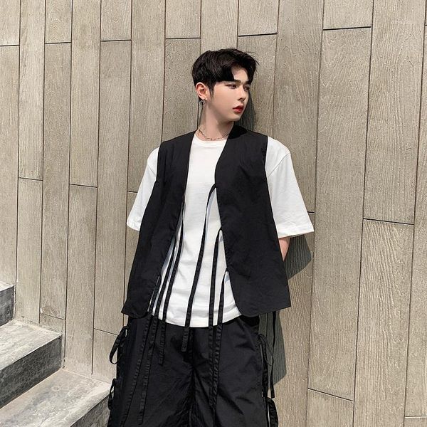 men japan style ribbon loose vest coat male streetwear punk gothic sleeveless jacket fashion show casual waistcoat1, Black;white
men japan style ribbon loose vest coat male streetwear punk gothic sleeveless jacket fashion show casual waistcoat1, Black;white