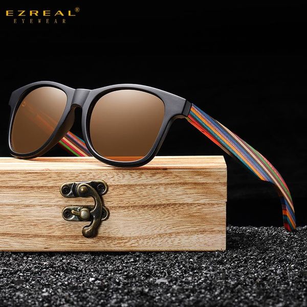 ezreal polarized pc frame with wooden legs sunglasses for men or women color wooden temples, White;black
ezreal polarized pc frame with wooden legs sunglasses for men or women color wooden temples, White;black