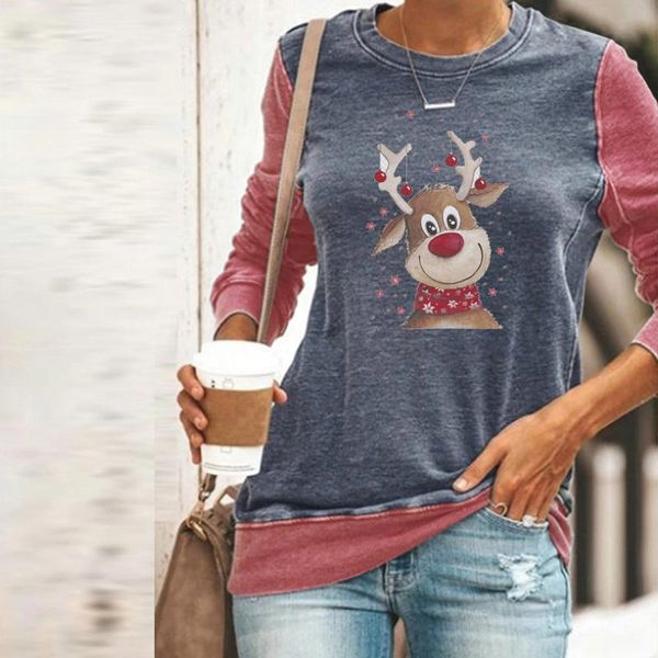 elk santa printed women t shirt casual o-neck long sleeve splicing christmas print koszulka damska female pullover, White
elk santa printed women t shirt casual o-neck long sleeve splicing christmas print koszulka damska female pullover, White