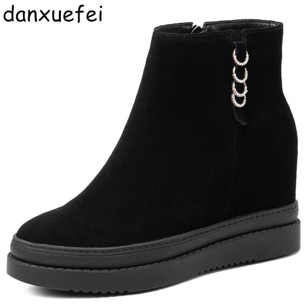 women's natural suede leather wedge platform autumn ankle boots crystal decoration high heel comfortable short booties shoes hot, Black
women's natural suede leather wedge platform autumn ankle boots crystal decoration high heel comfortable short booties shoes hot, Black