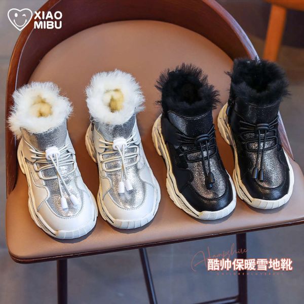 boys' snow winter 2020 new girls' thickened fashion cotton children's bright face plush warm boots, Black;red 
boys' snow winter 2020 new girls' thickened fashion cotton children's bright face plush warm boots, Black;red
