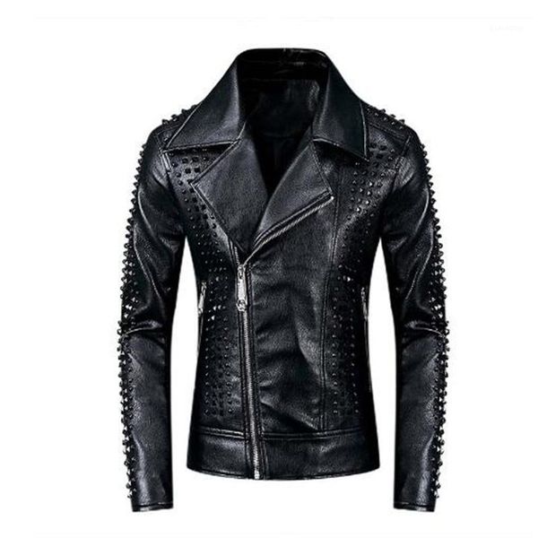 2020 new fashion men punk style leather jackets with rivets motorcycle pu faux leather jackets outwear for male black1, Black
2020 new fashion men punk style leather jackets with rivets motorcycle pu faux leather jackets outwear for male black1, Black