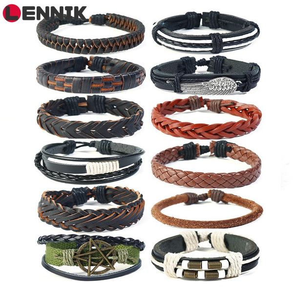 LENNIK 12pcs/sets Vintage Multi-layer Charm Leather Bracelets for Men Woman Fashion Punk Braided Rope Wristbands Bangles A56, Golden;silver
LENNIK 12pcs/sets Vintage Multi-layer Charm Leather Bracelets for Men Woman Fashion Punk Braided Rope Wristbands Bangles A56, Golden;silver